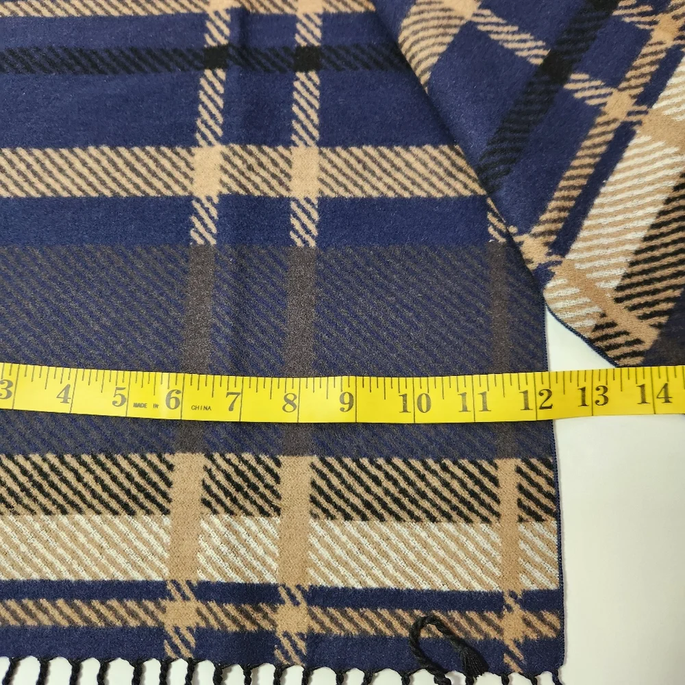 club room 100% silk scarf mens plaid flannel fringe preppy acedemia